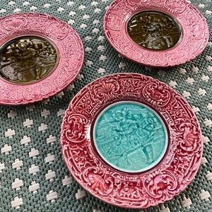 Antique Villeroy & Boch Majolica plates, 19th century Victorian era (1850-1899).